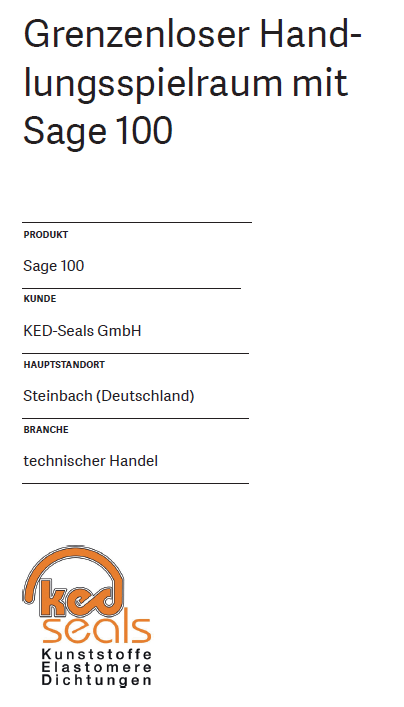 Sage 100 im technischen Handel – Referenz KED-Seals GmbH